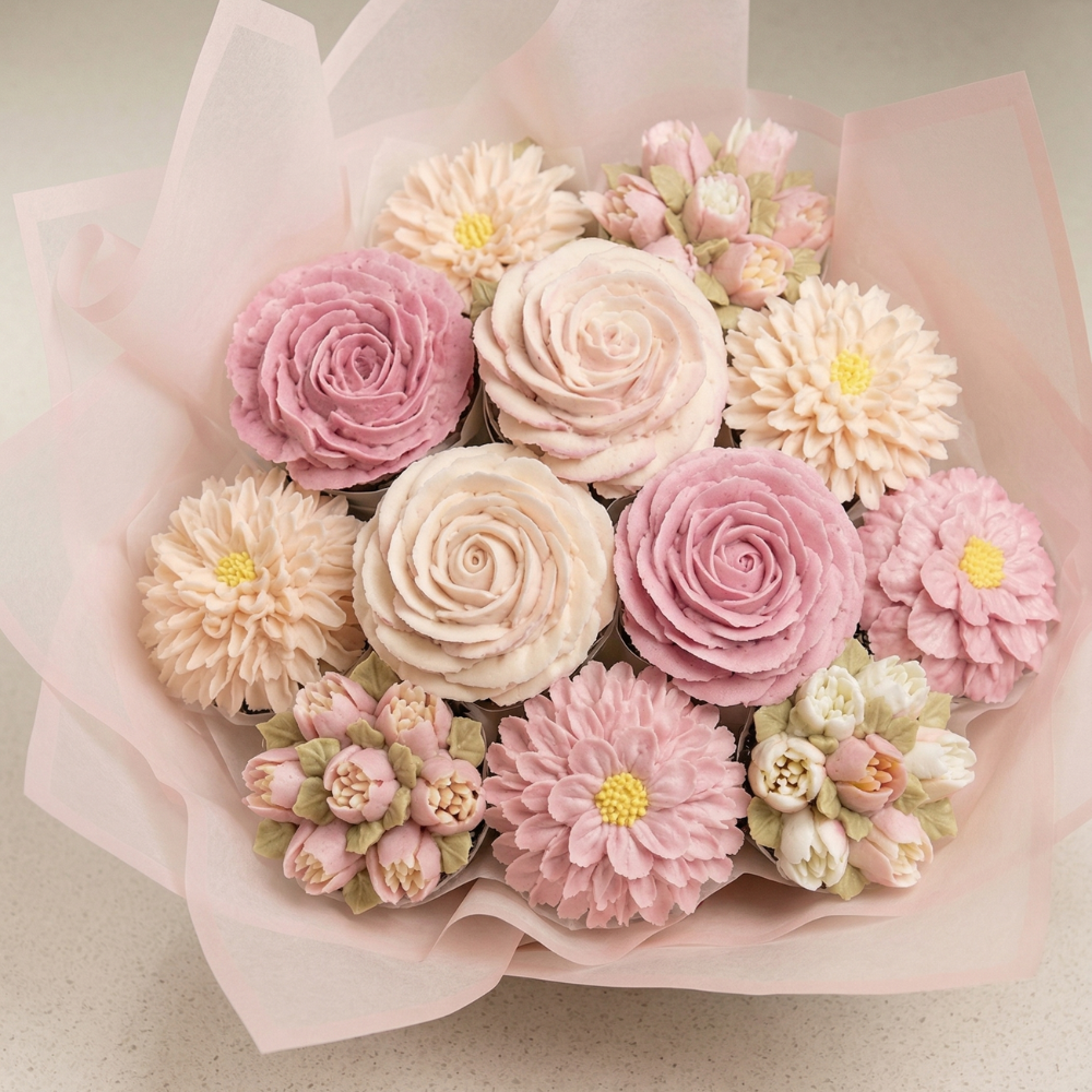 12-Cupcake Grand Floral Bouquet